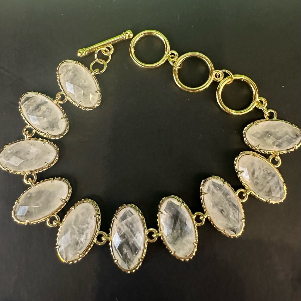 Gold and White Gemstone Bracelet